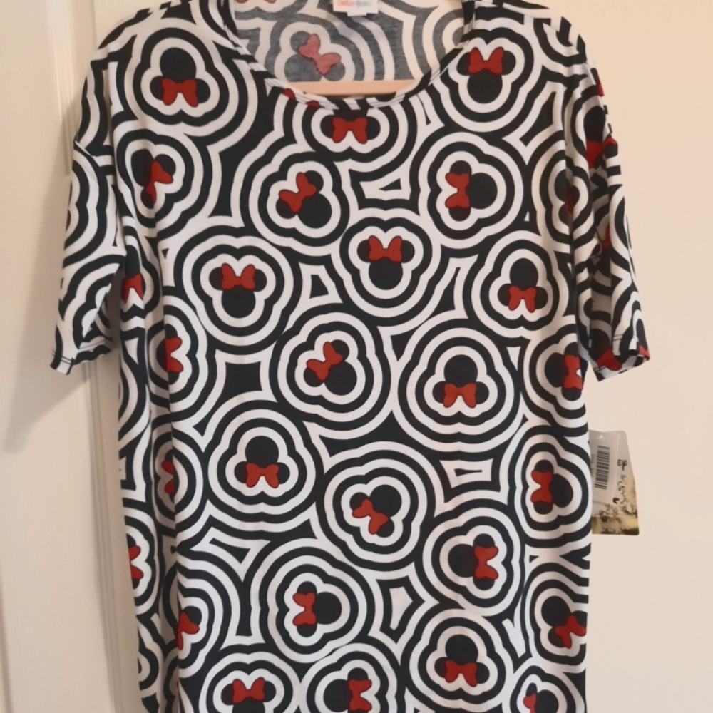 Lularoe Irma Hi Lo Top Mickey Mouse Red Black White Size XXS